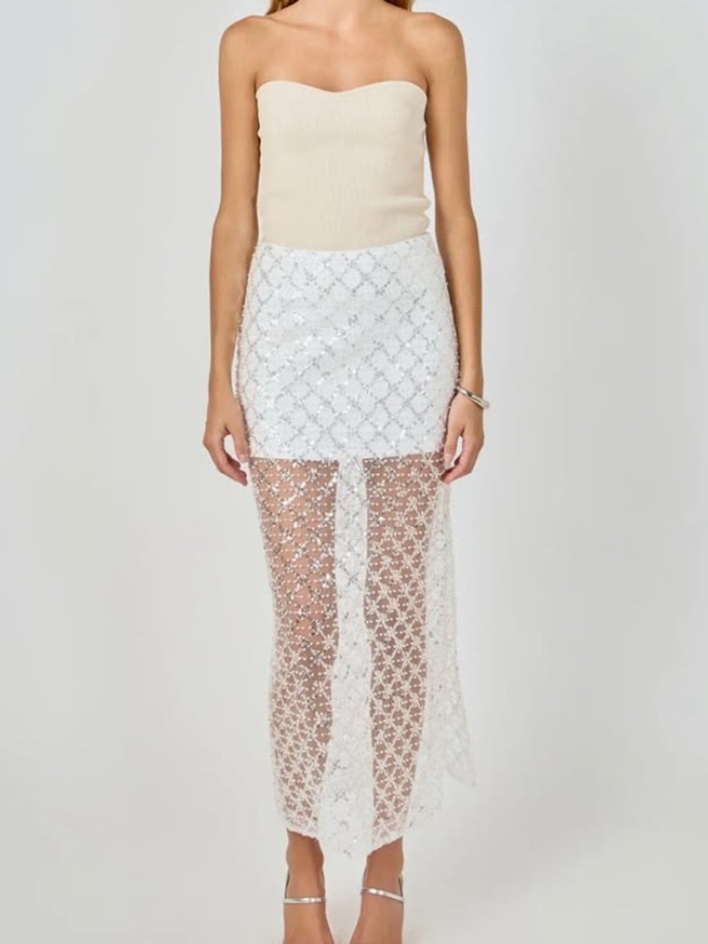 EMBELLISHED MESH MAXI SKIRT